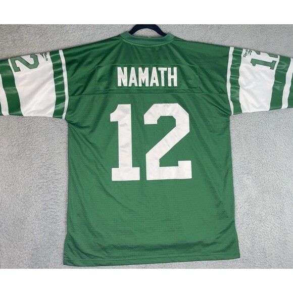 VTG Reebok Jersey Joe Namath #12 New York Jets 1968 Throwback Mens XL 52 Green - Picture 1 of 8